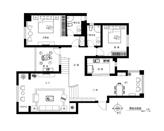 原香溪谷200m²复式空间简欧式户型点评